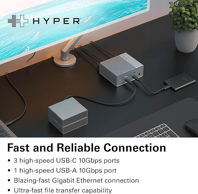 HyperDrive USB-C &amp Thunderbolt 4 GEN2 12-in-1 Docking Station 100W PD for MacBook Pro/Air iPad PC 4K USB C Triple Display 10Gbps Gigabit Ethernet