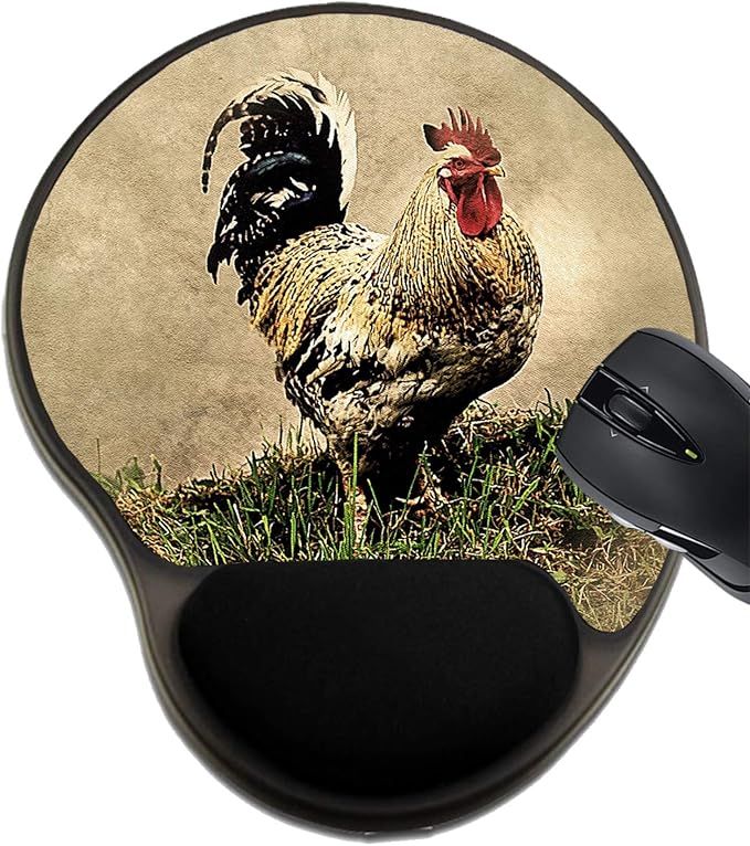 MSD Mousepad Wrist Rest Protected Mouse Pads/Mat with Wrist Support Design for Farm Chicken Nature Bird Poultry Animal Cock Hen Rooster Fowl Feather Grass