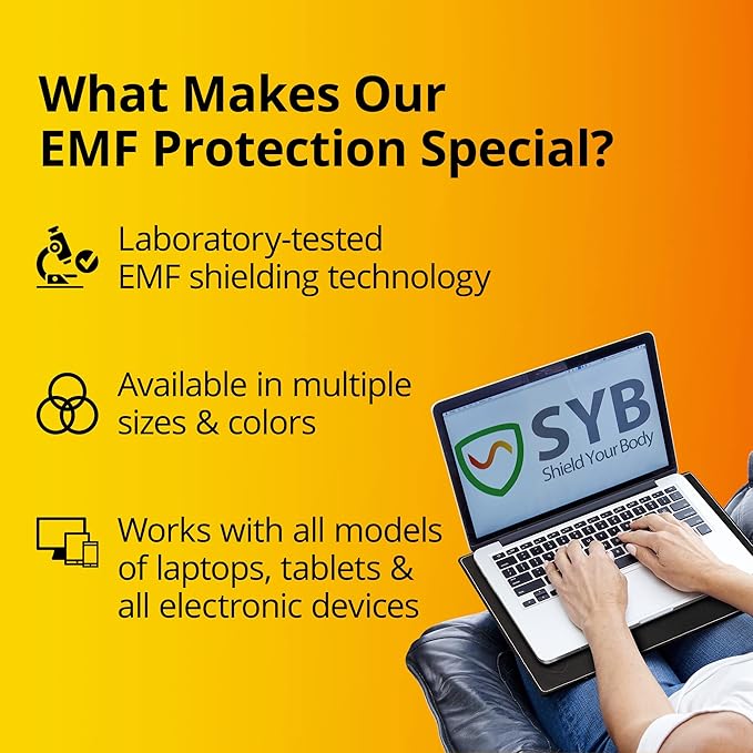 Shield Your Body - Laptop Lap Pad with SaferBody™ Anti Radiation Shield &amp Heat Shield Pad EMF Blocker Laptop Pad for Up to 14in.Wide Device (13.8 x 10.7 inches) Jet Black PU Leather Color