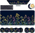 Keyboard Wrist Rest and Mouse Pad with Wrist Support Set Ergonomic CoasterMemory FoamEasy Typing Pain ReliefLarge XL Desk Mat 31.5x 11.8Garden Flowers