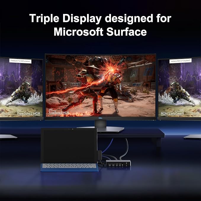 Surface Docking Station 12-in-1 Triple Displays Dual HDMI+VGA Surface Dock Surface Pro Docking Station for Surface Pro 11/10/9/8/X/7/6/5/4/3 Surface Laptop 7/6/5/4 Surface Book/Go Dock