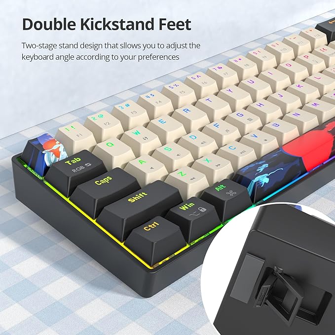 Orange Mechanical Gaming Keyboard 65 Percent Red Switch RGB Keyboard 65% 68 Keys Small Wired Key board PBT Keycaps Anti-Ghosting Mini Keyboards for Business Trips Game/Office (68 Carbon)