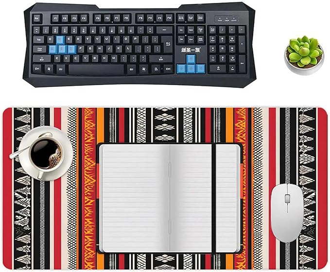 XXL Gaming Mouse Pad Boho Aztec Large Desk Mat Protector for Desktop Anti-Slip Rubber Extended Computer Keyboard Mat Writing Pad Mousepad for Work Office Home15.7 * 35.4 in A-700