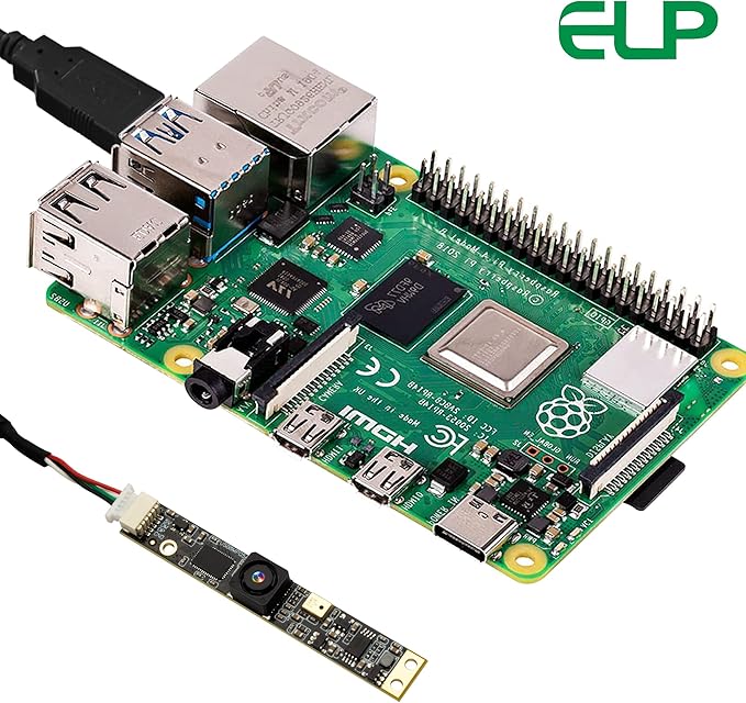 ELP 8mp USB Camera Module with Microphone 4K PC Camera for Computer 2448P Lightburn Camera for Laser Engraver Mini Strip Web Camera CCTV USB Security Camera for Raspberry Pi (64° no Distortion Lens)