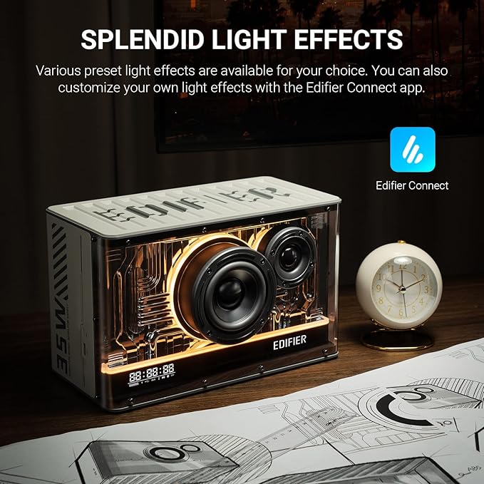Edifier QD35 Tabletop Bluetooth Speakers Hi-Res Audio &amp Hi-Resolution Sound Wireless Certified Computer Loudspeaker 35W GaN Ultra-Fast Charging Splendid Light Effects Home Speaker for Phone Wh