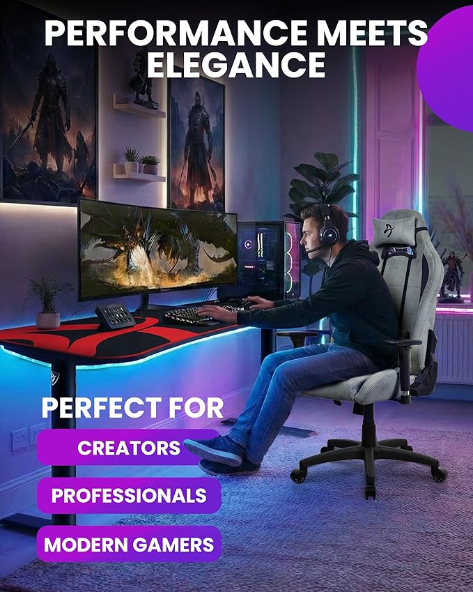 Arozzi Torretta Gaming Chair - Super Soft Ergonomic Gaming Chairs for Adults Adjustable Backrest with Neck &amp Lumbar Pillows - Swedish Design Home Office setup Professional Computer Chairs Forest