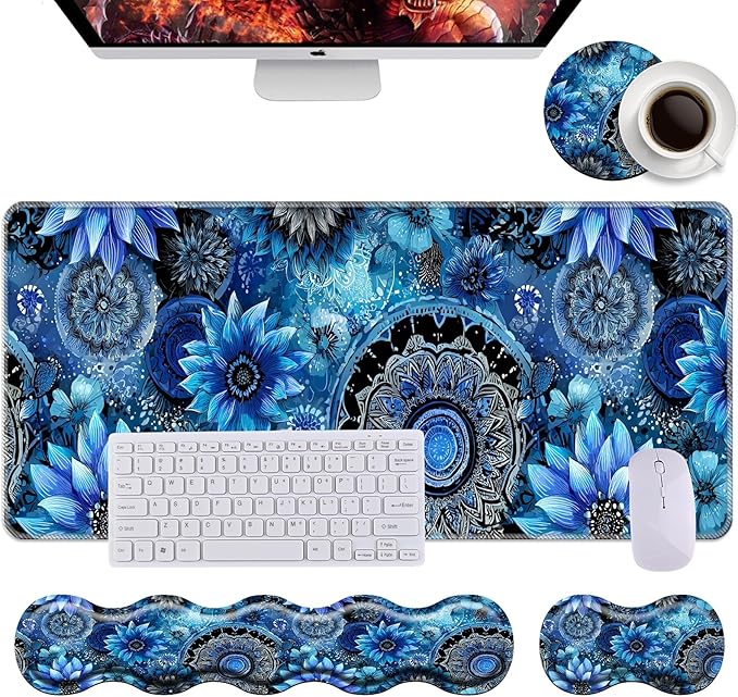 Keyboard Wrist Rest+Mouse Wrist Pad+Desk Pad SetMemory Foam Ergonomic Easy Typing Pain Relief for Computer Laptop Office Home - Mandala