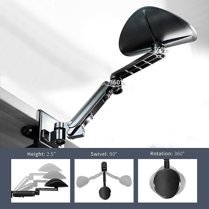 VIVO Universal Clamp-on Adjustable Armrest Desk Cradle Rotating Elbow Cushion Above Table Extension Platform Arm Support Black MOUNT-ARM01