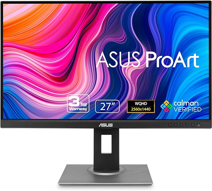 ASUS ProArt Display PA278QV 27” WQHD (2560 x 1440) Monitor 100% sRGB/Rec. 709 ΔE &lt 2 IPS DisplayPort HDMI DVI-D Mini DP Calman Verified Eye Care Anti-Glare Tilt Pivot Swivel Height Adjustabl