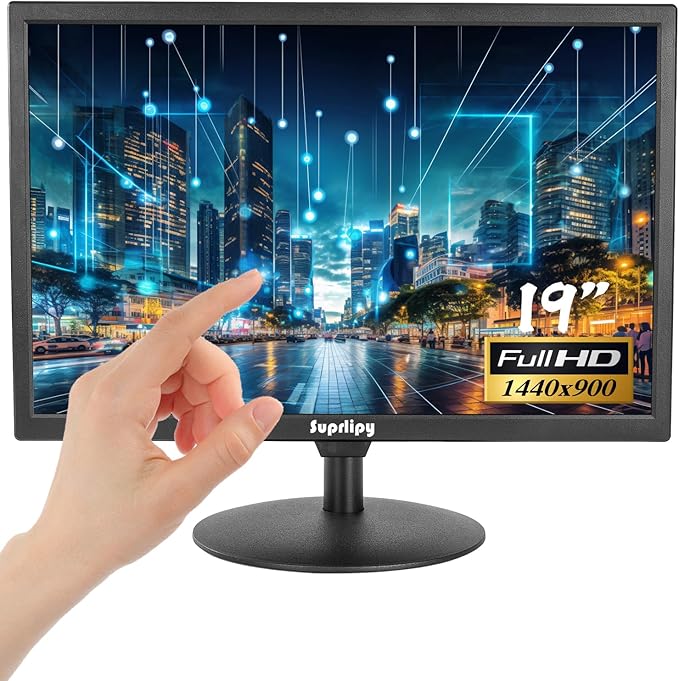 19 Inch Touch Screen Monitor 1440x900 Support HDMI VGA AV USB BNC 10 Points Capacitive Touch TFT LED Monitor for Laptop PC Xbox PS5/PS4 Switch POS Systems Built-in LounSpeakers