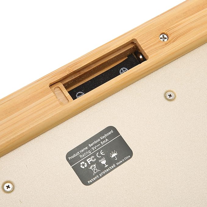 Bamboo Wood Computer Control Devices Plug and Play Computer Devices for PC Laptop USB Receiver (Keyboard)