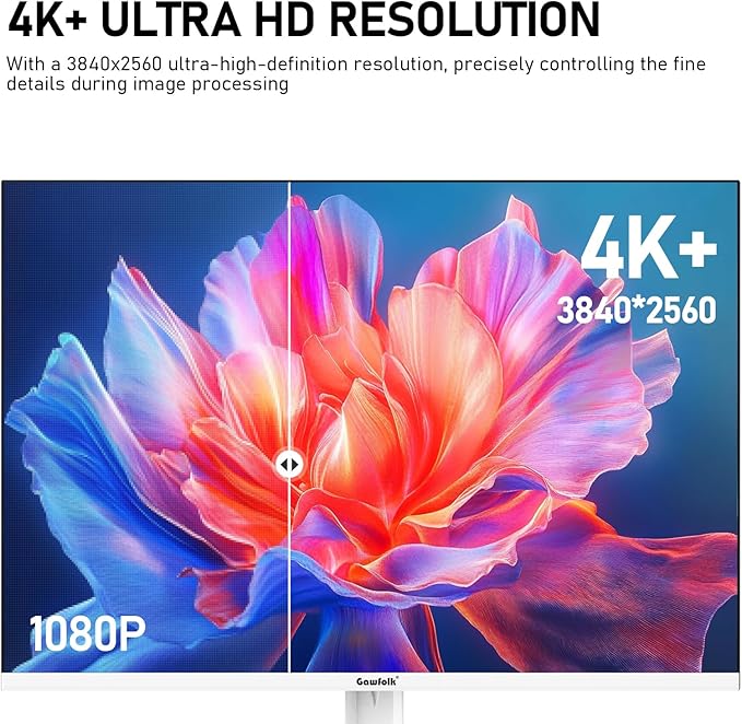 Gawfolk 28 inch UHD 4K Computer Monitor IPS Ultra HD (3840×2560p) Screen 3:2 10Bit 1.07 Billion Colours 128% sRGB Built-in Speakers 178° Wide Viewing Angle DisplayPort 1.4 &amp HDMI 2.0 White