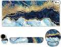 ARTSO Large Mouse Pad Ergonomic Keyboard Wrist Rest Support Set Memory Foam Gel Wrist Pad Extended Desk Mat Protector Non-Slip Desk Blotter Blue Marble