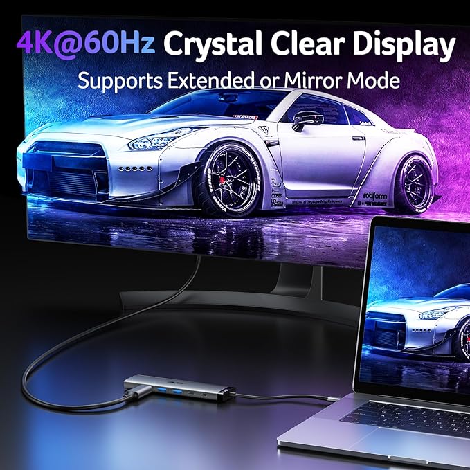 Acer 8 in 1 USB C Hub 10Gbps USBC to HDMI Adapter 4K@60Hz 2×USB-C 3.2 2×USB A 3.0 Data Transfer 100W PD Port Type C Multiport Splitter with SD/TF Card Reader for Laptop PC Desktop iPad Pro