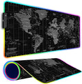 RGB Gaming Mouse Pad Large Mousepad with Led Light Gaming Accessories Keyboard Pad for Desk Non-Slip Rubber Base Big Mouse Mat for Gamer 31.5 X 11.8 Inch Black World Map
