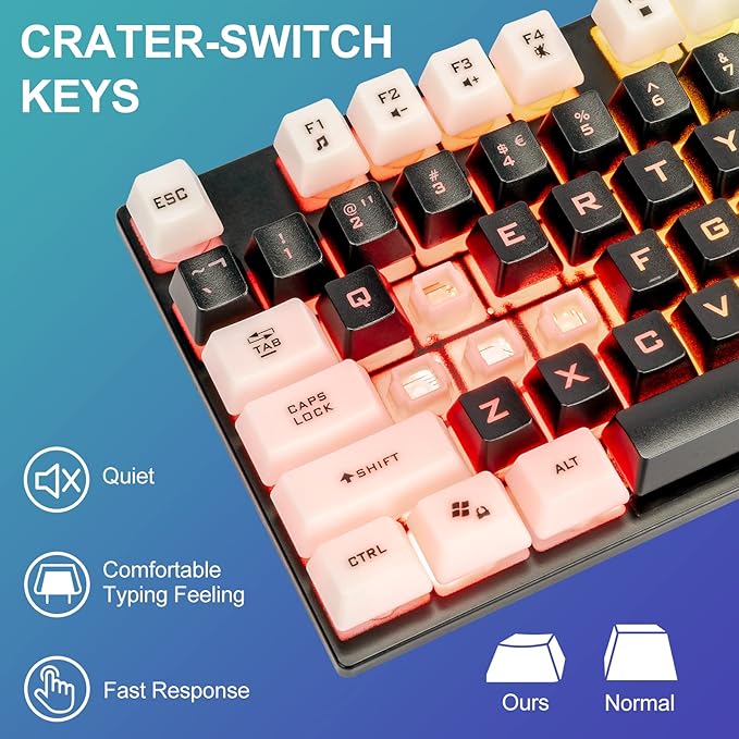CHONCHOW Light Up Keyboard and Mouse Combo Full Size RGB Gaming LED Keyboard and Rainbow Wired Gaming Mouse for PS4 PS5 Xbox One Computer Desktop PC Gamer Office
