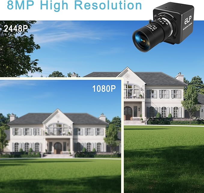 8MP Industrial USB Camera 10X Optical Zoom Manual Focus Webcam with 5-50mm Varifocal Lens UVC Plug and Play Computer Camera for Windows Linux MAC OS Android Raspberry Pi