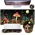 Blusabaca Mushroom Mouse Pad Funny Cute Desk Mat Large Gaming Mouse Pad with Wrist Rest Keyboard Pad Wrist Rest Ergonomic Cup Coaster Work Home Desk Accessories Office Supplies