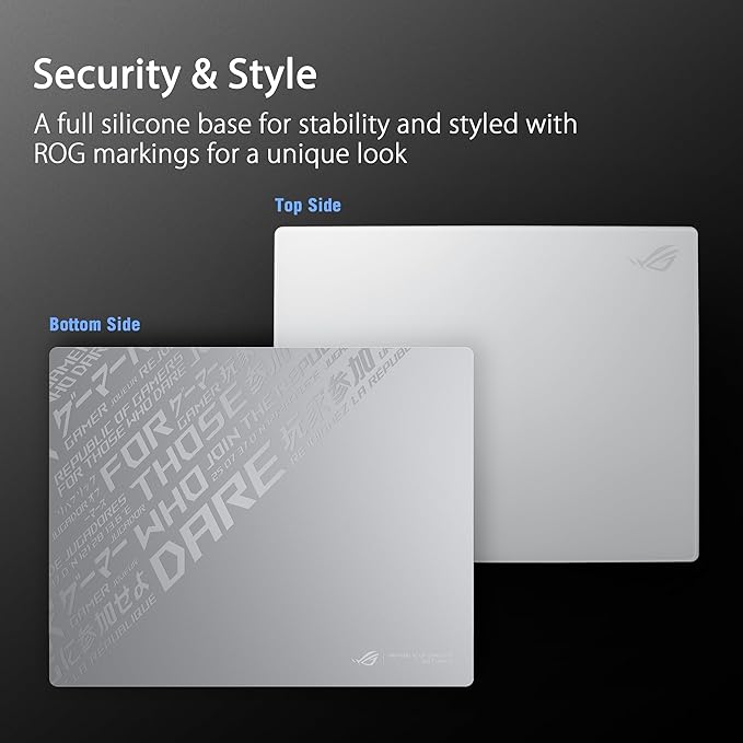 ASUS ROG Moonstone Ace L Glass Gaming Mouse Pad – 19.7” x 15.7” Ultra-Smooth Matte Tempered Glass for Quiet Ultrafast Glides Impact/Scratch Resistant Easy to Clean Anti-Slip Silicone Base - White