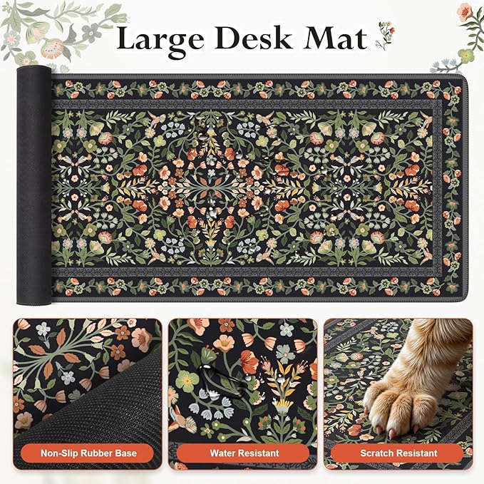 iLeadon Mouse Pad Set Non Slip Office Desk Mat Soft Keyboard Wrist Rest and Mouse Pad Set Non Slip Gaming Desk Mat and Wrist Pad for Keyboard with Coaster for Women Home (Black)