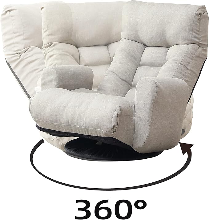 Gaming Sofa Chair - 360° Rotatable Adjustable Head/Waist Floor Gaming Rocker for Living Room &amp Deck | Ergonomic Lounge for Gamers &amp Readers