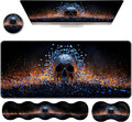 Ergonomic Keyboard Wrist Rest &amp Mouse Pad Wrist Rest SetXL Gaming Desk Mat 31.5x 11.8Non-Slip BaseMemory FoamEasy Typing Pain Relief for Office &amp HomeSkull and Blue Mushrooms