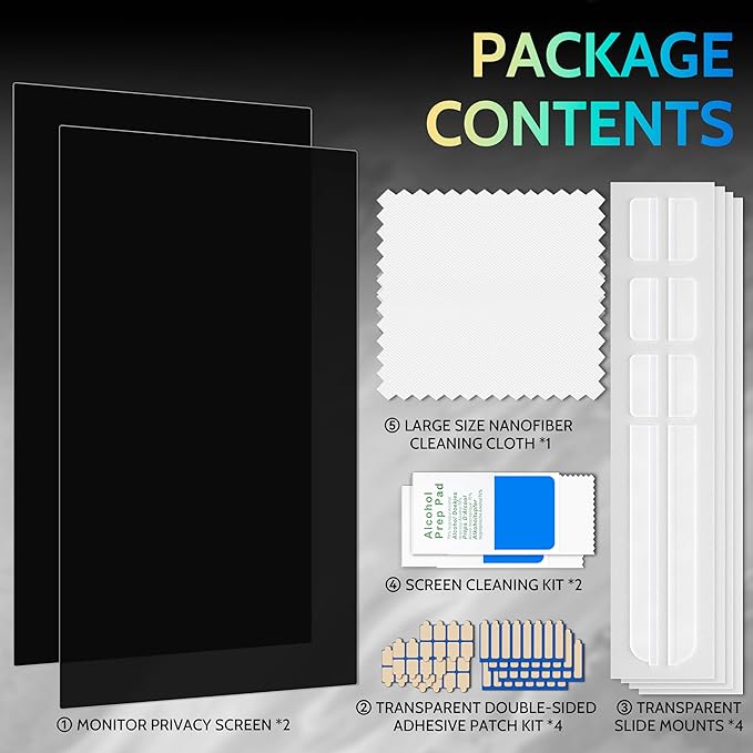 [2-Pack] 19 Inch Privacy Screen for Computer Monitor 5:4 Aspect Ratio Eye Protection Anti Blue Light Glare Shield 19inch Removable Black Blackout Anti Spy Desktop Security Private Filter