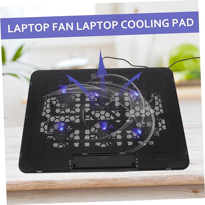 Laptop Cooling Pad Adjustable Height Lightweight Fan Stand for Laptops Ergonomic Design for Desk and Bed Use Stable Material Easy to Carry