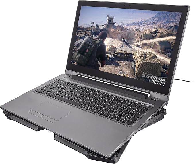 Trust Gaming GXT 278 Yozu Laptop Cooling Stand Cooler for 17.3 inch Laptops Height Adjustable Stand 4 Illuminated Fans Adjustable Fan Speed - Black