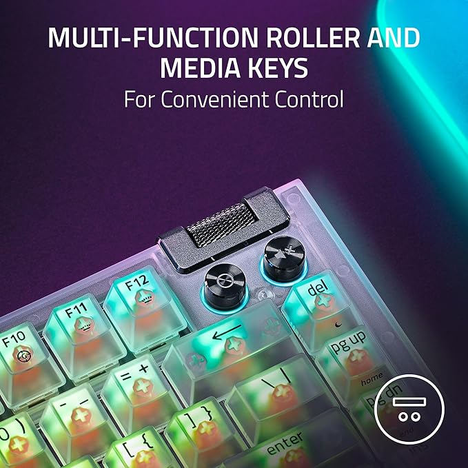 Razer BlackWidow V4 75% Mechanical Gaming Keyboard: Hot-Swappable Design - Compact &amp Durable - Orange Tactile Switches - Chroma RGB - MF Roller &amp Media Keys - Comfortable Wrist Rest - Phantom