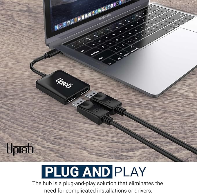 uptab USB C to Dual DisplayPort Adapter Hub Extended Dual 4K 60Hz Display Port Multi Monitors Converter for Dell XPS 13 15 Lenovo Yoga Sumsung HP Chromebook etc