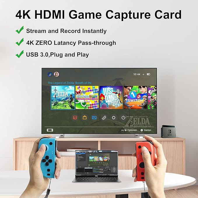 4K HDMI Capture Card USB 3.0 – 1080P 60FPS Gaming &amp Streaming Video Capture Card with HDMI Loop-Out Plug &amp Play Low-Latency Recording for PS5/PS4/Xbox/Switch/OBS/PC/Mac