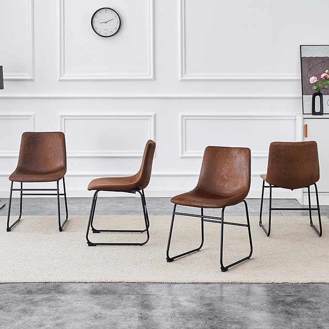 Retro Brown Suede Chair Comfortable Seat Suitable for Industrial and Vintage Style Settings.