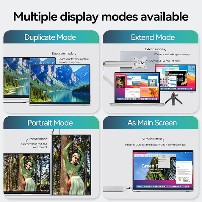 Intehill Portable Monitor 4kAnti-Glare 13.4 3840 * 2400 IGZO Screen 4K Portable Travel Monitor 1500:1500 Nits ScreenHDRsRGB 100%Built-in SpeakersDual USB-CHDMI for Laptop Mac Phone PS5