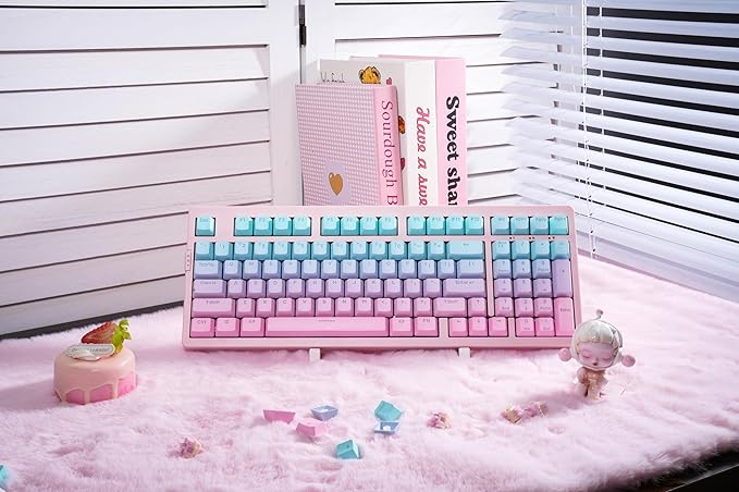 ZORNHER ZH980 Mechanical Keyboard95% Pink &amp Blue Creamy Keyboard with Number PadGaming Keyboard Full SizeShine Through PBT KeycapsCreamy Sounding Linear Switches