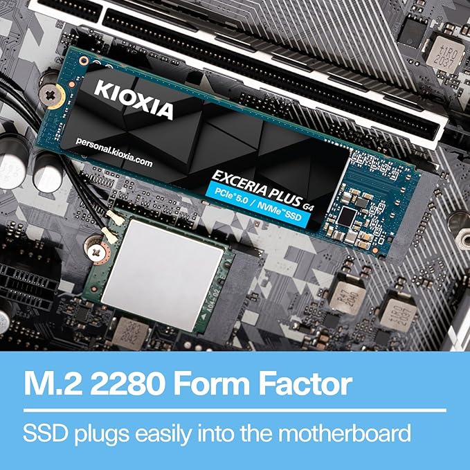 Kioxia EXCERIA Plus G4 NVMe SSD 1TB Internal SSD PCIe Gen5 x4 Read 10000MB/s Write 7900MB/s PCIe 4.0 Backward Compatible for Gaming Decops and Laptops Black Blue