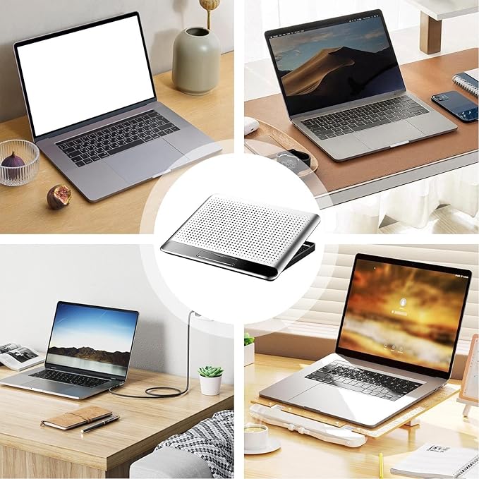 Laptop Cooling Pad - Adjustable Cooler Riser Base - Aluminum Alloy Cooling Pad for Laptop Computer | for Desk Keyboard Tablet Book Home Workplace Dorm Apartment