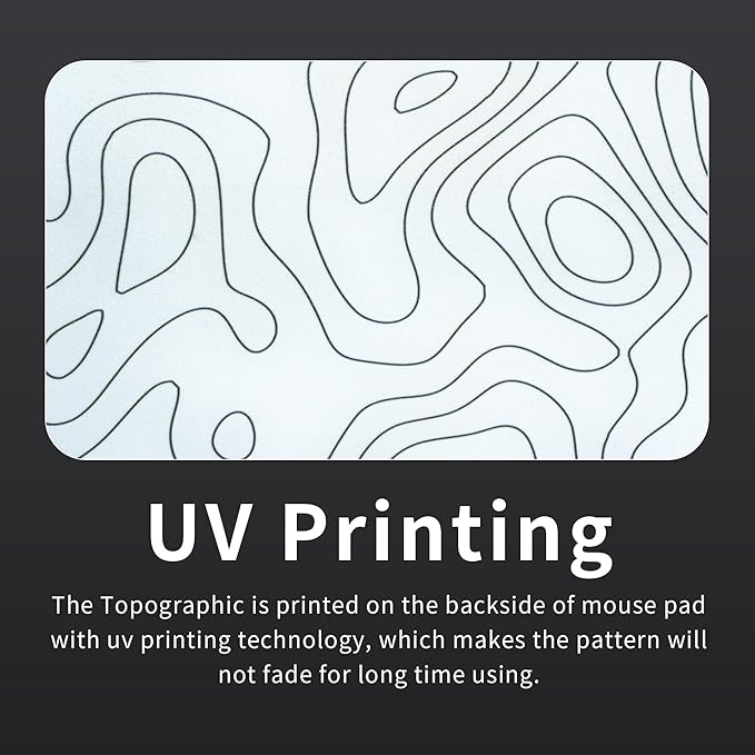 Glass Mousepad for Gaming White Topographic Hard Gaming Mouse pad Professional Large Mouse Mat 410mm*310mm Special Glass Surface with Improved Precision and Speed