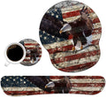 Keyboard Wrist Rest and Mouse Pad Wrist Support Set with Coasters Non-Slip PU Base Easy Typing and Relieve Wrist Pain Perfect for Home Office Working Studying Military Wall Graffiti USA Flag Eagle
