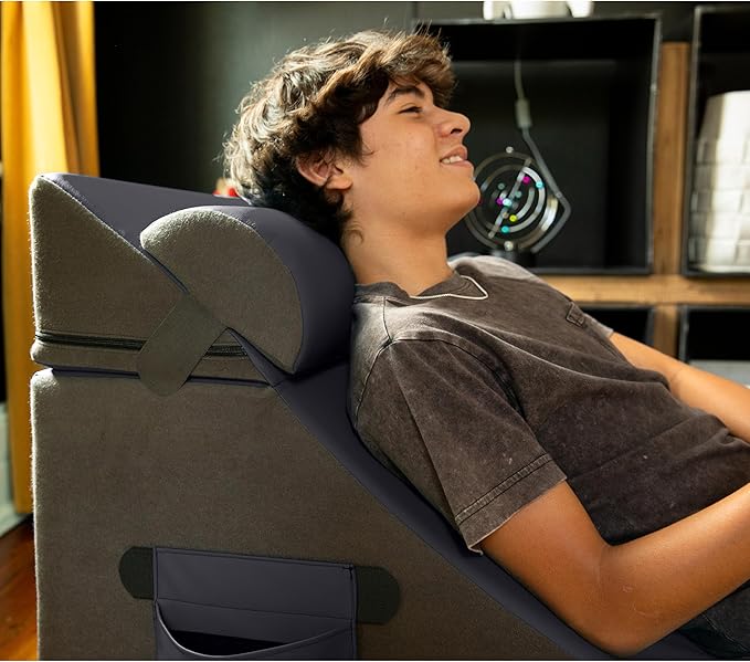Jaxx Flexx V-Tex Convertible 3 in 1 Gamer Chair Table &amp Ottoman w/Adjustable Headrest &amp Pocket - Vinyl Black