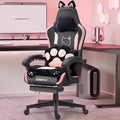 Dowinx Gaming Chair Cute with Cat Ears and Paw Lumbar Ergonomic Computer Chair for Girl with Footrest and Headrest Comfortable Reclining Game Chair 292lbs for Adult Teen Black