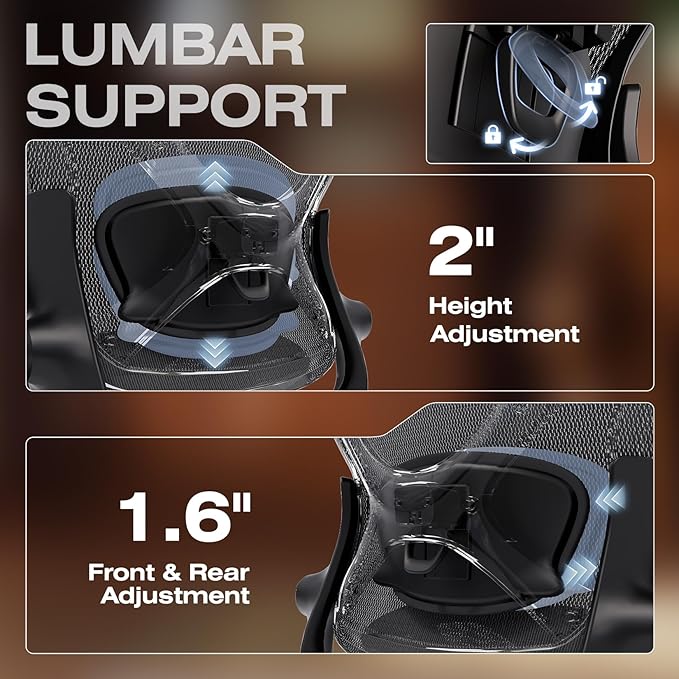 ELABEST X100 Ergonomic Office Chair with Footrest Big and Tall Home Desk Chair with 5D Flip-Up Arms Adjustable 3D Lumbar SupportHigh Back Rolling Computer Chair Swivel Mesh Chairs (Library Oak)