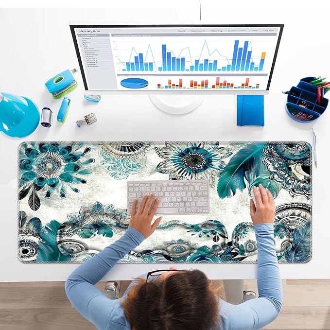Keyboard Wrist Rest SetMemory Foam Wrist Support Mouse Pad31.5x11.8 Desk Mat for Comfortable Typing &amp Pain ReliefNon-Slip Base for Office &amp Home Use - Abstract Flower