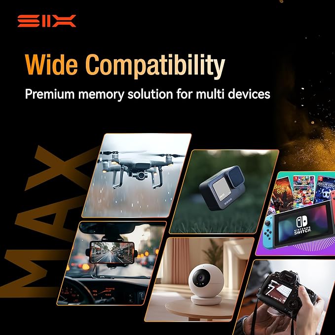 SIX M200 512GB Micro SD Card Read Up to 190MB/s for 4K UHD Continuous Recording - A2 U3 V30 microSDXC Memory Card 512GB with Adapter for Action Cameras Drones Gaming Consoles Dash Cams Phones