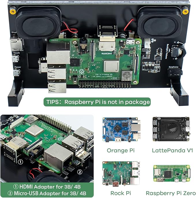 7 Inch IPS LCD Touch Screen Raspberry Pi Monitor Display 1024×600 Capacitive Screen HDMI Monitor Compatible with Raspberry Pi 5/4B/3B+ BB Black Windows 10 8 7