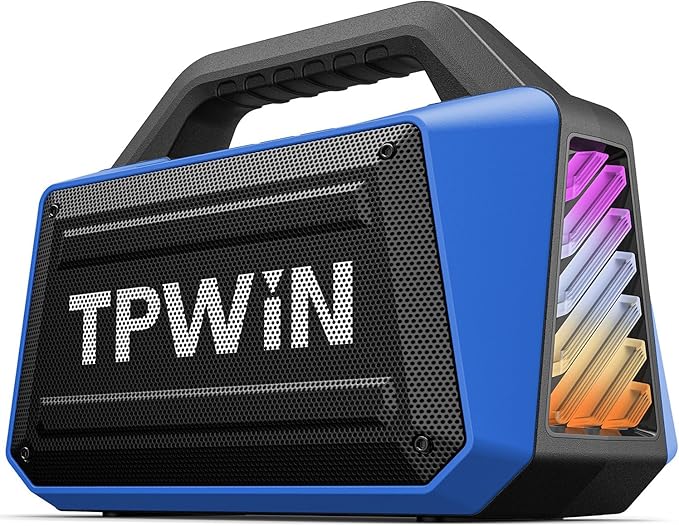 Portable Bluetooth Speakers Loud - Wireless Speaker 80W Peak Light Show 20H Playtime Strong Bass BT 5.3 TWS IPX6 Waterproof for Outdoor Travel Beach Camping - Blue