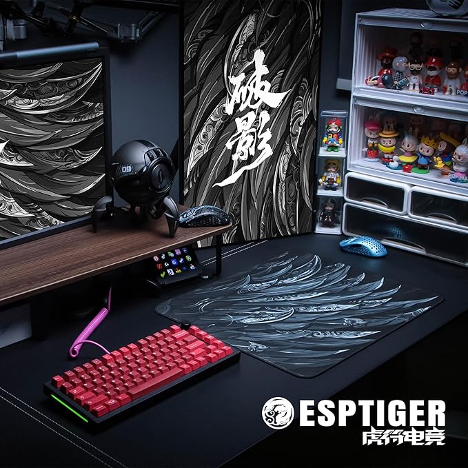 Mouse Pads EspTiger Po Ying (480 x 400 x 4mm) Standard Size Balance Precise Accuracy Control Smooth Large Cloth Gaming Mousepad - Black Wing Armor Design