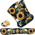 Keyboard Wrist Rest and Mouse Pad Wrist Support with Lace-Shaped Coaster Set Ergonomic Gel Memory Foam and Anti-Slip Base Easy Typing and Pain Relief - Skull Sunflower