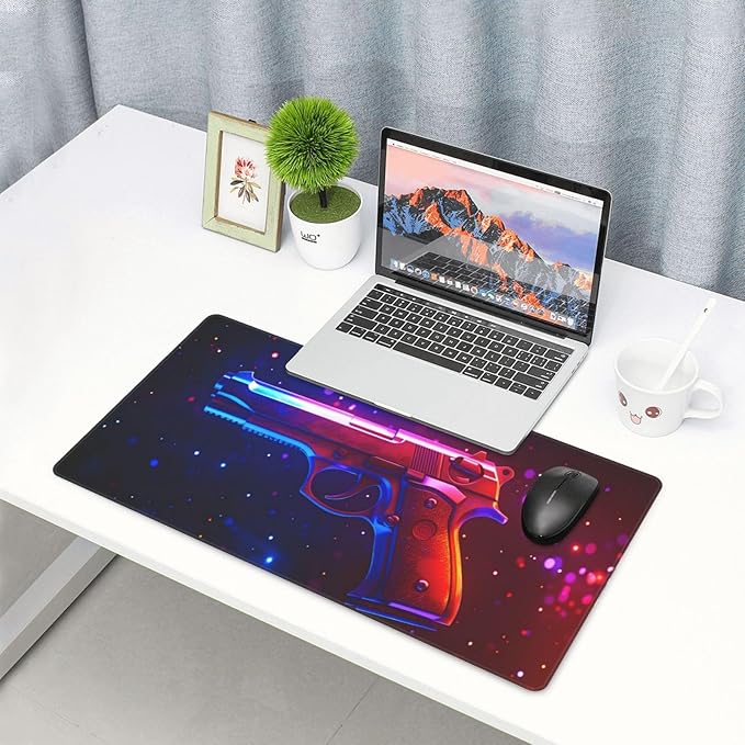 Handgun Desk Cover MatExtended Large Mouse PadComputer Laptop Mat Desk Decor for Office Game Home 30x16 Inch