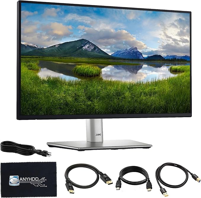 ANYHDD Dell P2725H 27 Full HD 1920 x 1080 Monitor - 1 Year Warranty Computer Monitor Screen Bundle with Power Cable USB 3.0 Upstream Cable DisplayPort + HDMI Cables + Cloth